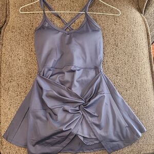 Source Unknown Slate Blue Twist-Front Skater Dress